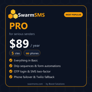 SwarmSMS Pro plan